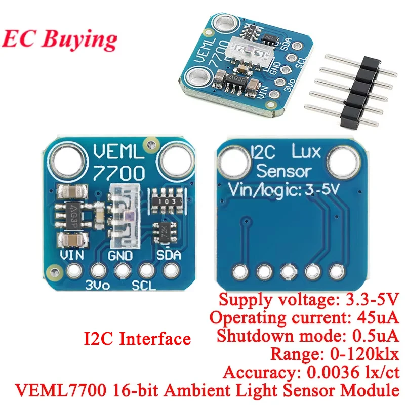 1Pc-20Pcs VEML7700 Digital Ambient Light Sensor Module 120k Lux Bright Light Intensity 3.3V 5V I2C for Arduino Raspberry Pi