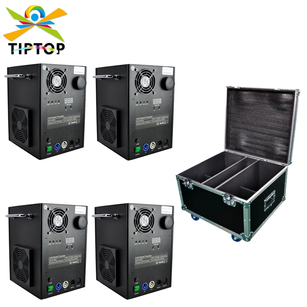 4in1 Flight Case Pack 750W Stage Cold Fireworks Machine For Wedding Stage Party Christmas Events Aluminum Shell Multi-Function