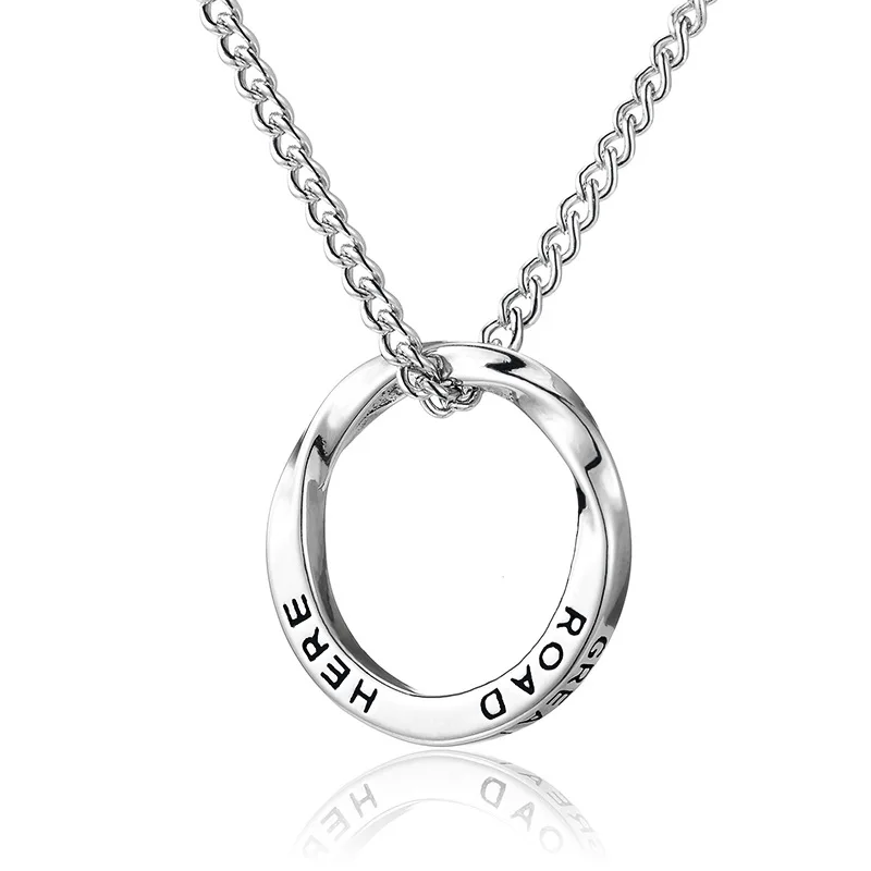 Titanium Steel ROAD HERE Rings Pendants Necklace for Men and Women Lovers Punk Rock Jewelry Silver Color Never Fade