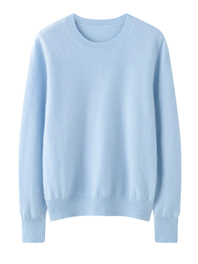 TLOML 신상 여성용 100% 캐시미어 스웨터 O넥 긴팔 풀오버 가을 겨울 부드럽고 따뜻한 기본 캐시미어 니트웨어 편안한 상의