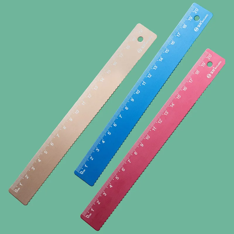 20CM Aluminium Straight Ruler School Kids Gift Set Measure Tools Metal Ruler Kawaii Stationery Accessories