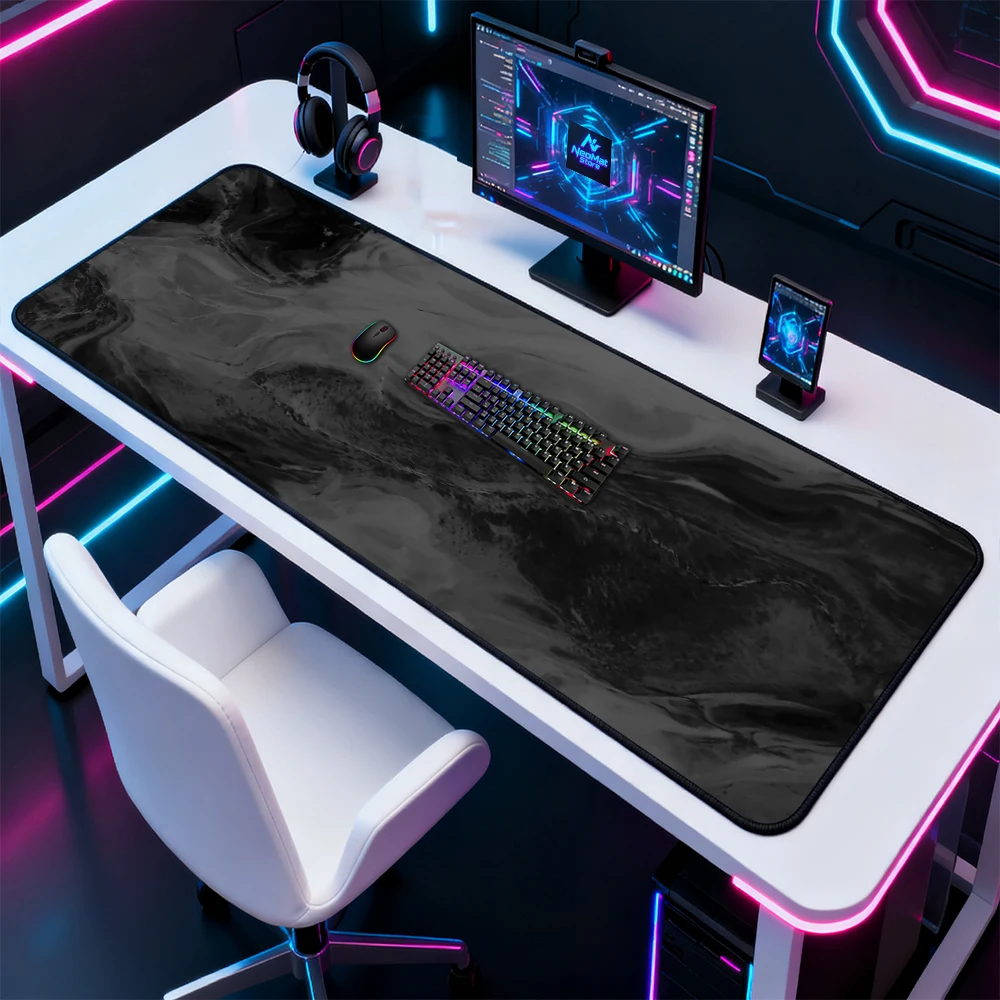 Marble Mouse Pad Desk Mat Mousemat Mousepad Full Desk Pad 1800x600 Gaming Abstract Black White Nonslip Computer Desktop Mat