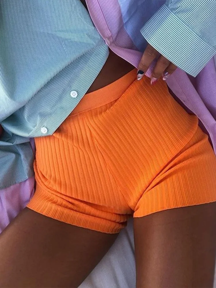 

Женские шорты Rinabe, сексуальные пляжные брюки, оранжевые облегающие брюки, женские пляжные шорты, бикини, пляжные шорты с высокой талией, купальники