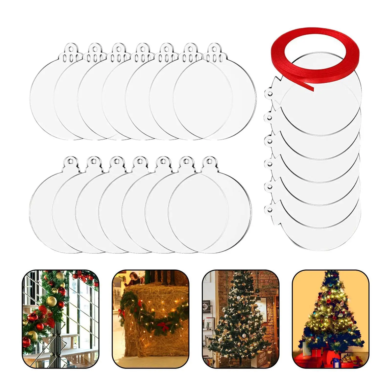 30x Unpainted Acrylic Circles Discs Decor Hanging Ornament Pendants Keychain