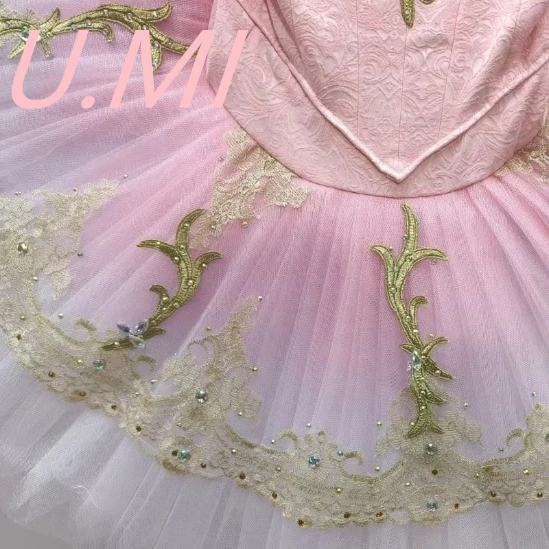 Vestido de tutú personalizado de la Bella Durmiente, vestido de competición Rosa degradado con variaciones de Hada de las flores