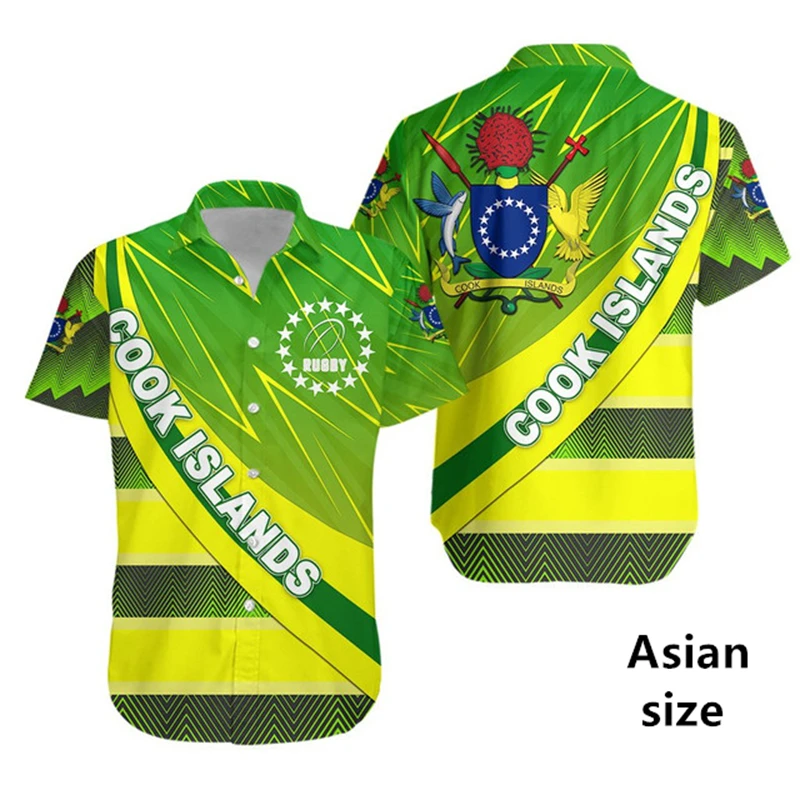 Cook Islands Flag Map 3D Printed Hawaiian Shirts For Men Women Fashion Polynesian Short Sleeve Button Shirt Casual Unisex Tops