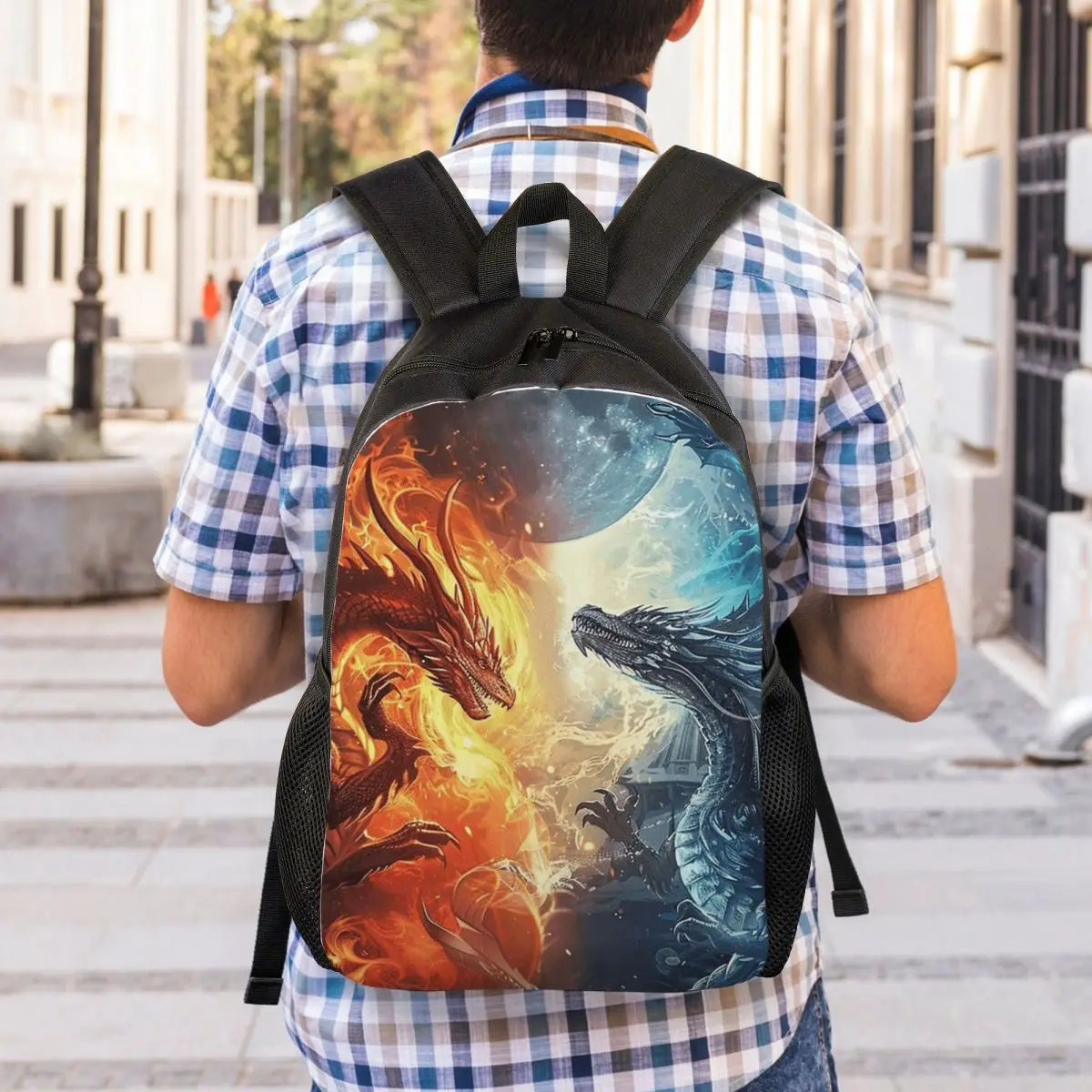 Red Fire Dragon Backpack Student Boys Girls BookBag School Bag Computer Shoulder Bags