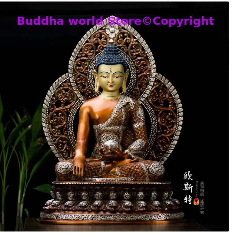 unique 2025 large huge -TOP High grade Buddha HOME family silvering protection Nepal Sakyamuni Buddha Buddha statue