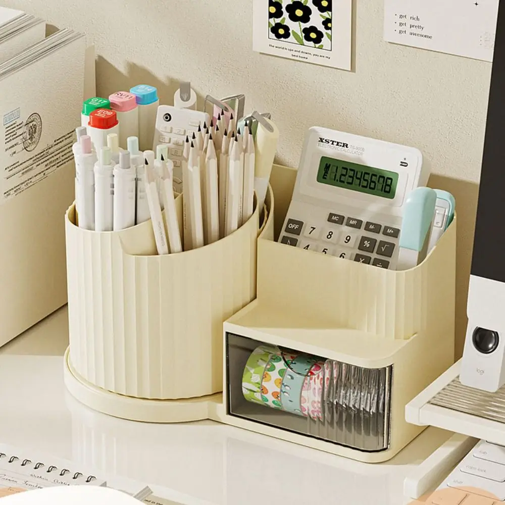 Removable Rotating Pen Container Multi-function Large Capacity Stationery Organizer Classified Storage ABS Pen Holder Office