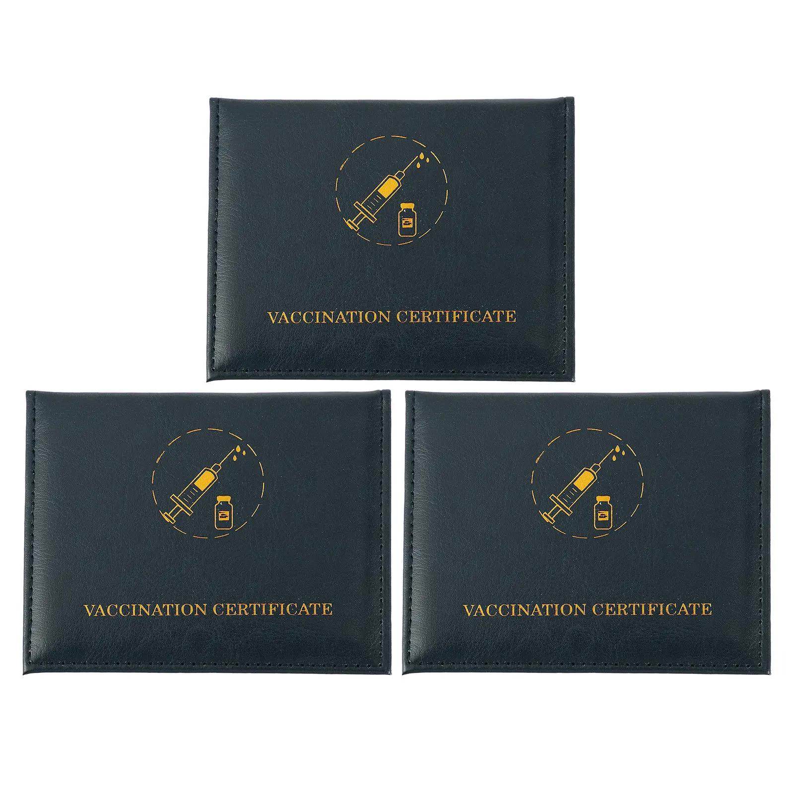 

3Pcs Cards Protective Cover Dual Slot Certificate Holder PU Immunization Cards Protector for Staff Teachers