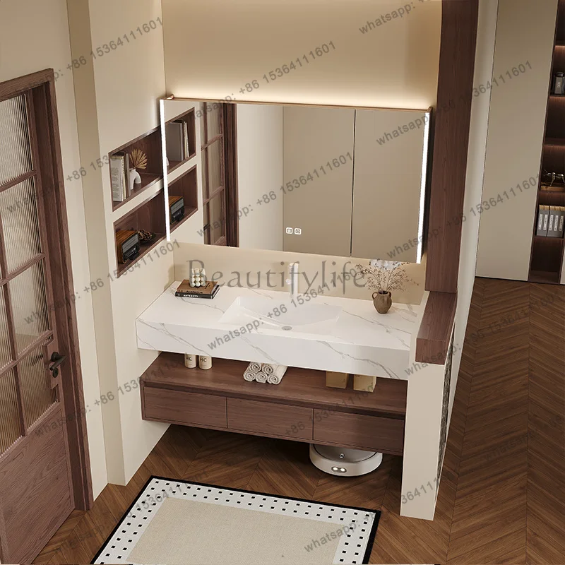 Organizador de Particiones Ljy, Gabinete de Baño con Espejo Moderno, Cajones para Cuidado de la Piel, Exhibidor de Productos, Gabinete de Baño Delgado para Papel, Muebles para el Hogar