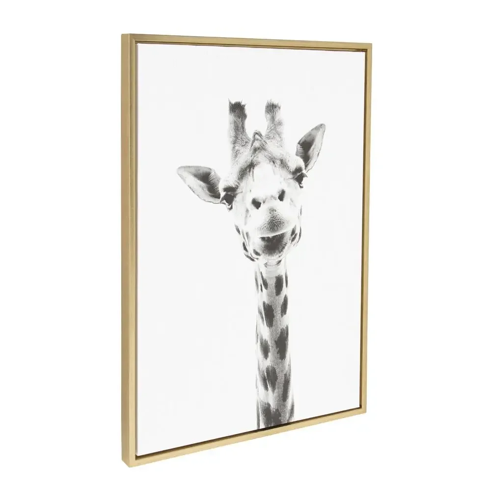 Wildlife Giraffe Black White Portrait Framed Canvas Wall Art Simon Te Tai Contemporary Home Decor