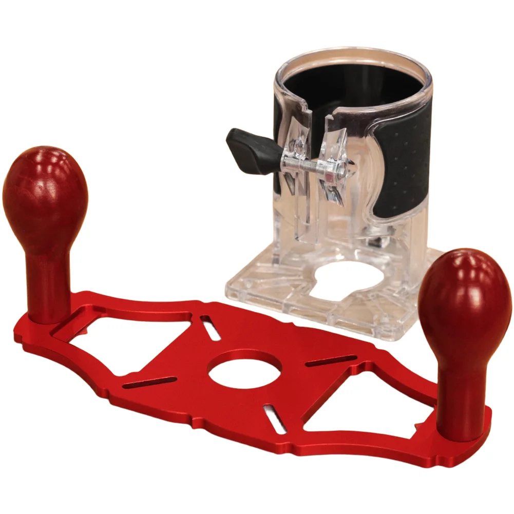 Trimming Machine Inverted Base with Clear Cover for Router Table Aluminum Alloy Woodworking Engraving 28x12x10cm Red