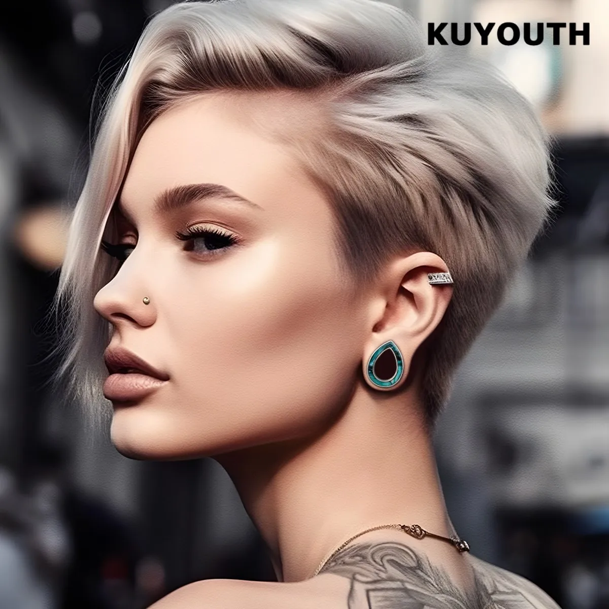 KUYOUTH-Drop-Shaped Cobre Ear Túneis Plugs, Macas Piercing, Brinco Jóias, Medidores Piercing, 2Pcs