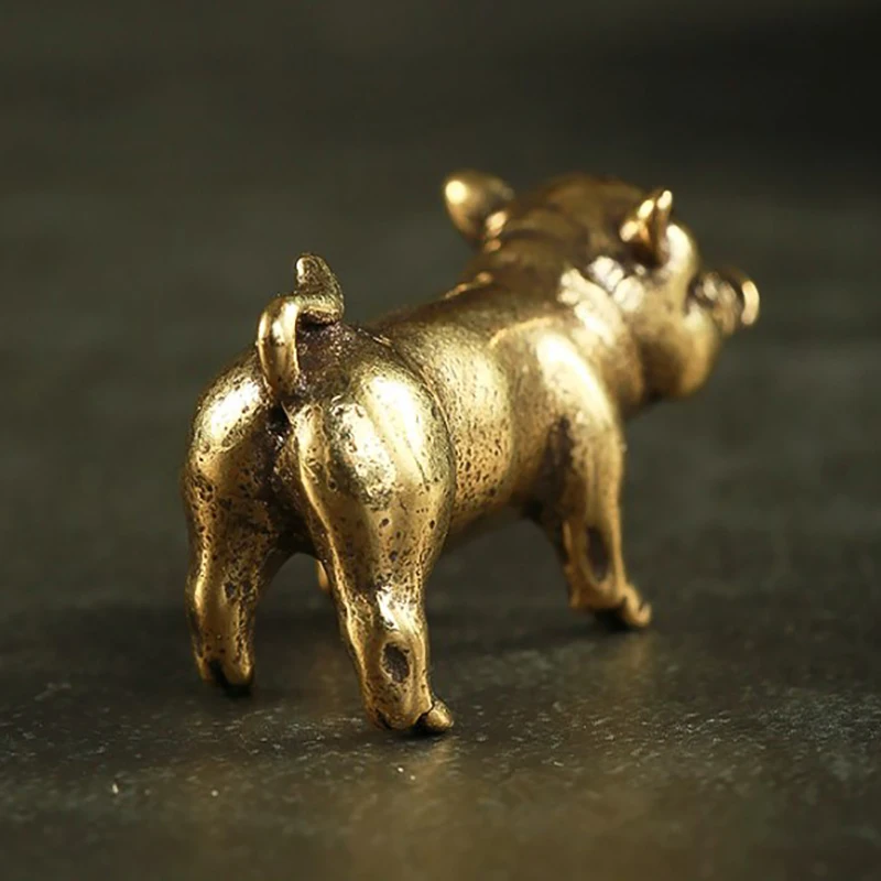 Brass Creative Small Bronze Pig Figurines Chinese Zodiac Pig Ornaments Metal Pendants Ornaments Desktop Decoration Home Decor