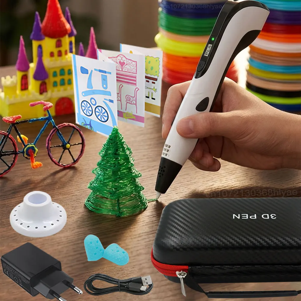 

DIY Creative Children' 3D Printing Pen with LCD Display, Power Adapter, Travel Case, PLA Filament, Kids Birthday Christmas Gifts