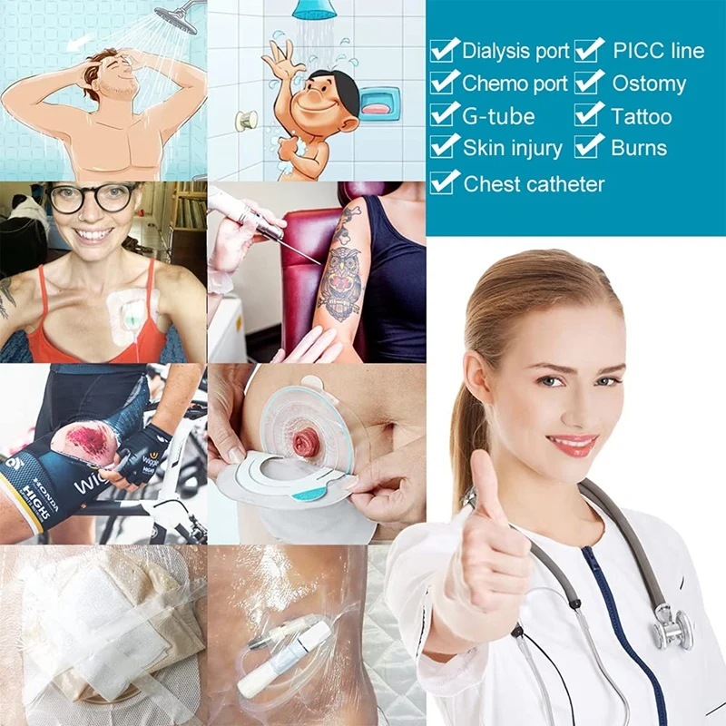 100Pcs Showerproof Transparent Adhesive Film Dressings Clear Wound Bandages Protectors For Shower Knee Surgery 4 Inch