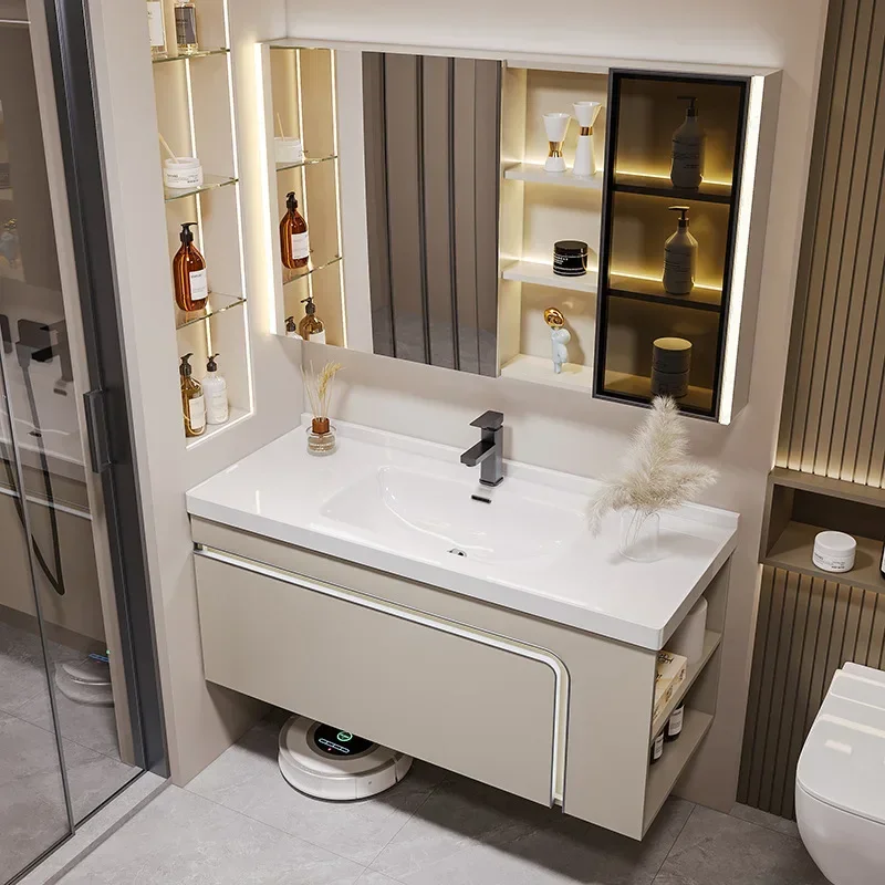 

Replica Show Bathroom Cabinets Storage Ceramic Integrated Washbasin Bathroom Cabinet Sink Organizer Vestidores Trendy Furniture