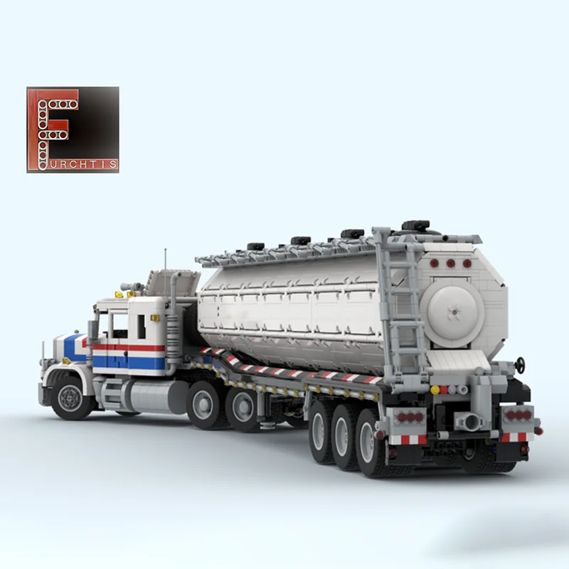 4519 個 MOC タンクセミトレーラーマニュアルハイウェイモデルビルディングクリスマスギフトブロック建築組み立て DIY ブリックおもちゃ誕生日