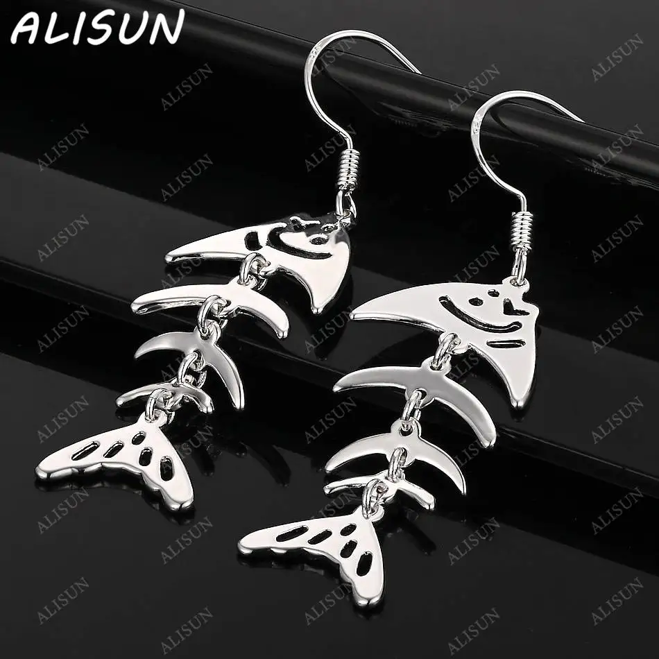 

ALISUN 925 Sterling Silver Fish Bones Earrings Drop Earrings For Women Anniversary Gift Popular Wild Fashion Romantic Jewelry