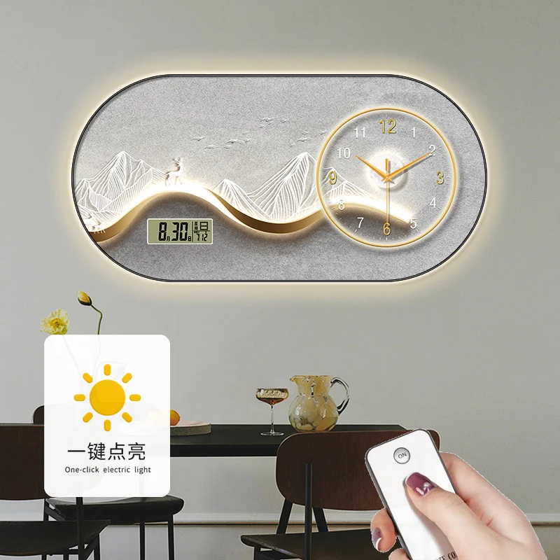 Modern minimalist living room wall clock high-end creative fashion clock restaurant bedroom wall-mounted electronic clock