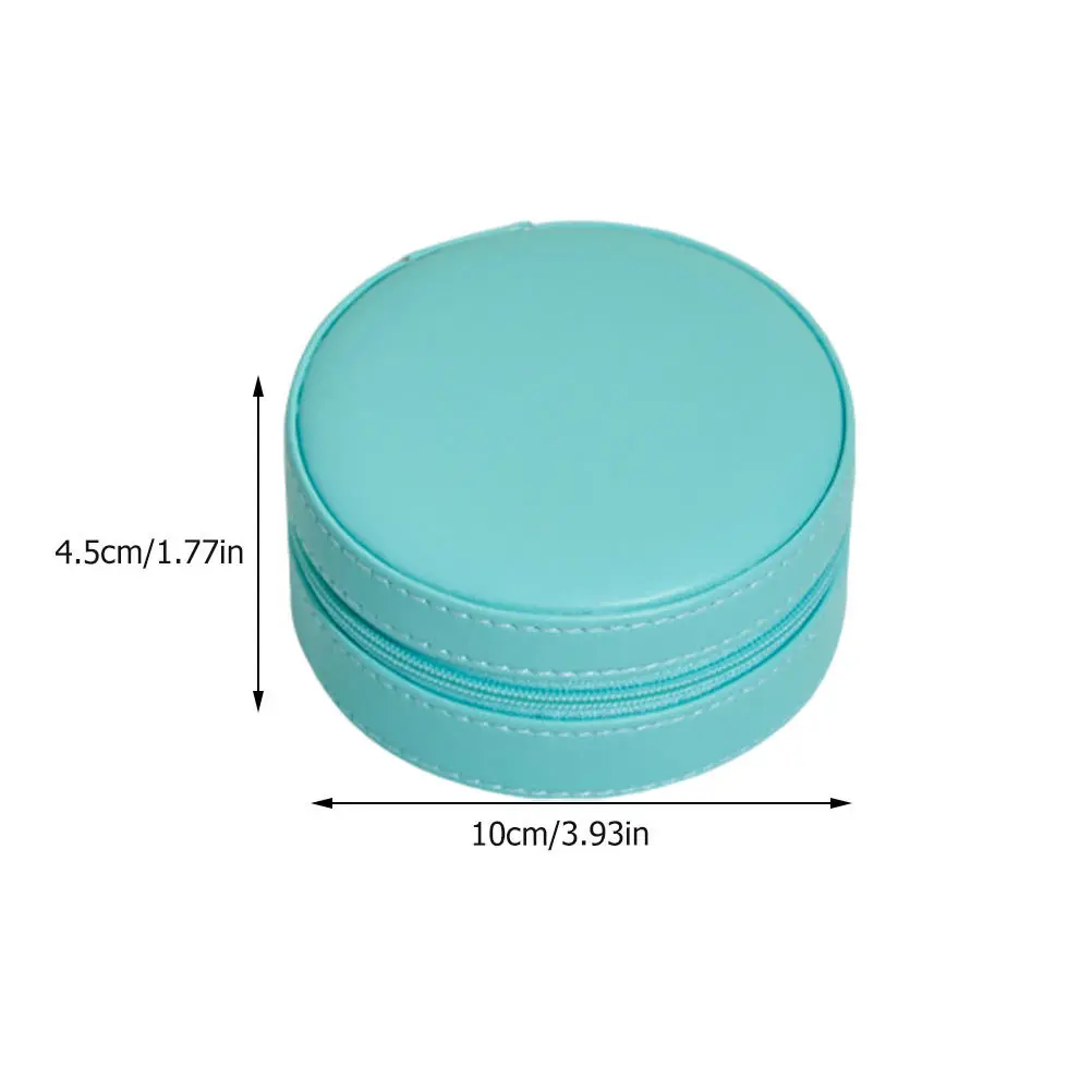 Jewelry Storage Box Round Shape Multi-Grid PU Durable Jewelry Organizer for Necklace Ring Earrings Brooch Hairpin