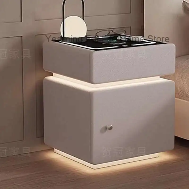 

Charging Smart Nightstand Fingerprint Lock Bluetooth Speaker Bedside Table Luxury Storage Bedroom Criado Mudo Office Furniture