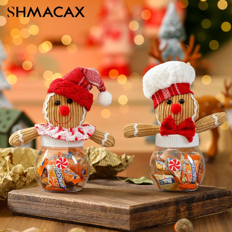 Christmas Gingerbread Man Candy Jar Cookies Snack Transparent Airtight Storage Jar Mini Gifts Case Cute Xmas Decoration