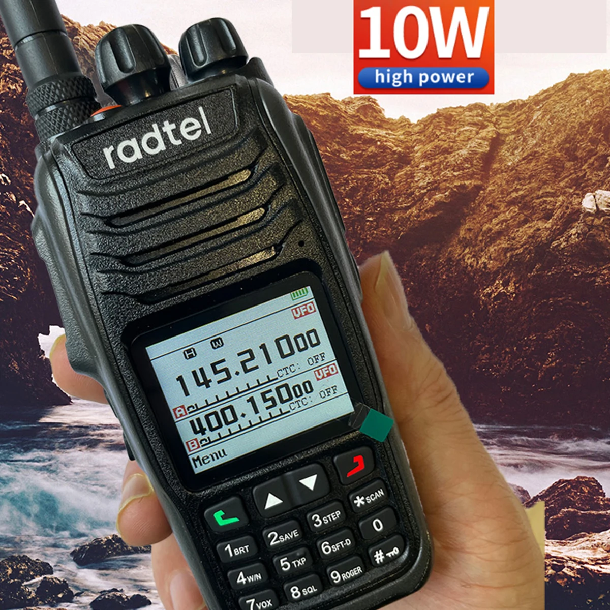 Radtel RT-790 Bluetooth Walkie Talkie 10W Amateur Ham Radio with Air Band Paragliding Airsoft LCD Finger PTT Motorcycle helmet