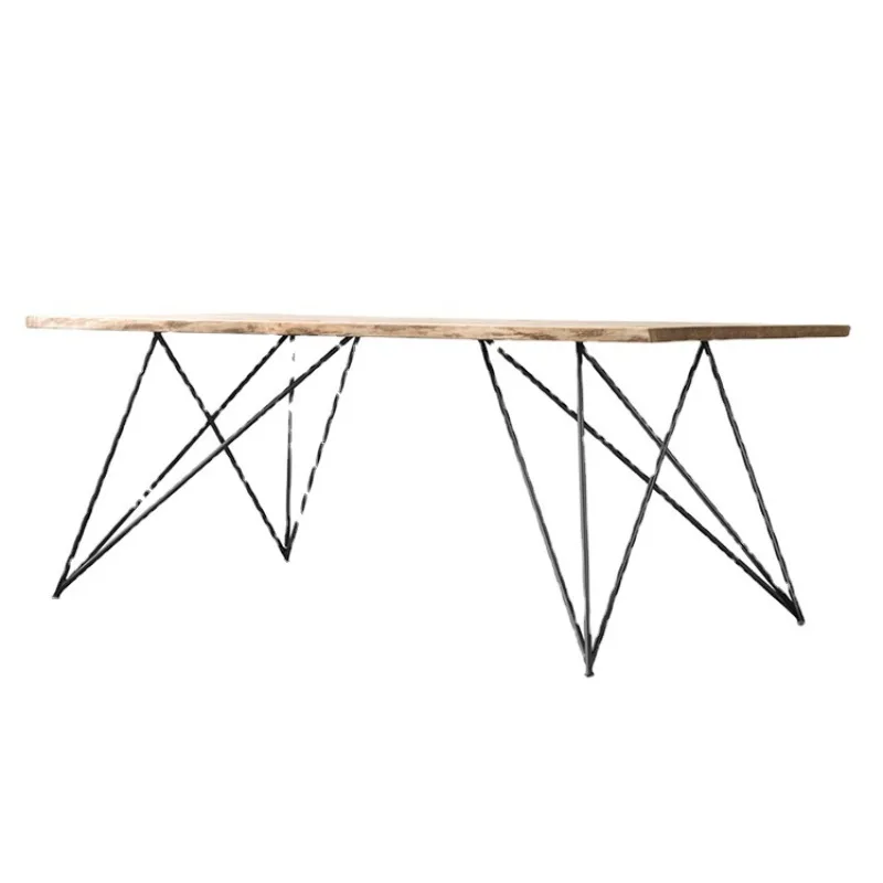 황금색 단조 철제 원목 식탁, 캐주얼 카페 테이블과 의자