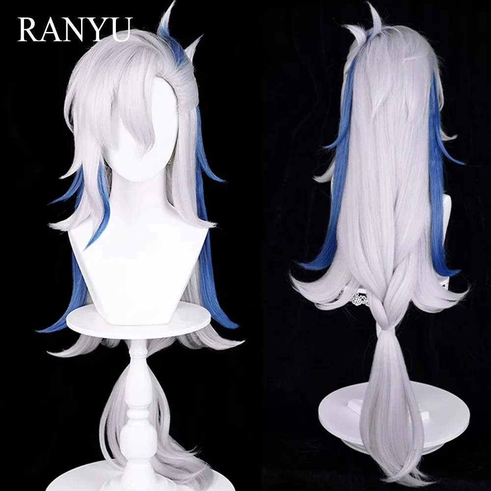 

RANYU Genshin Impact Fontaine Neuvillette Wigs Synthetic Long Straight White Blue Game Cosplay Hair Wig For Daily Party