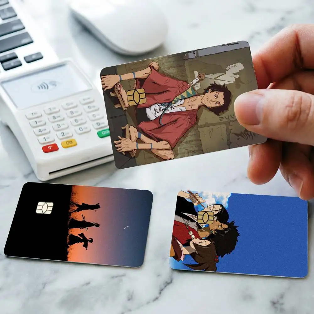 A-Anime Samurai Champloo Mugen Credit Card HD Stickers Small Chip Waterproof Sticker Game Card Decal Gift