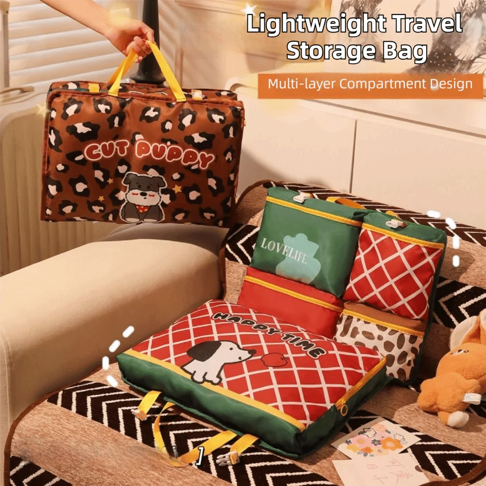 Foldable Travel Storage Hanging Bag 7 in 1 Portable Clothing Packaging Bag Multi-Compartment Hand-Held Underwear Storage Bag