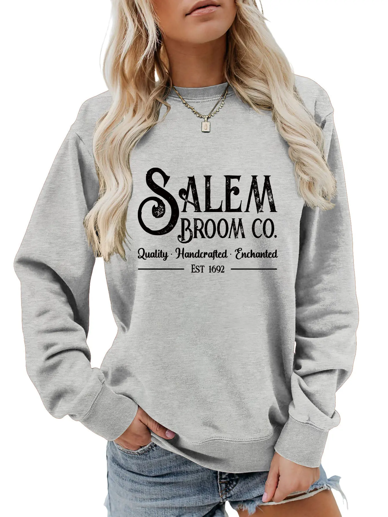 Autumn women\'s hoodie salem broom co luality printed pullover loose round neck long sleeve hoodie casual 100 top fashion ladies