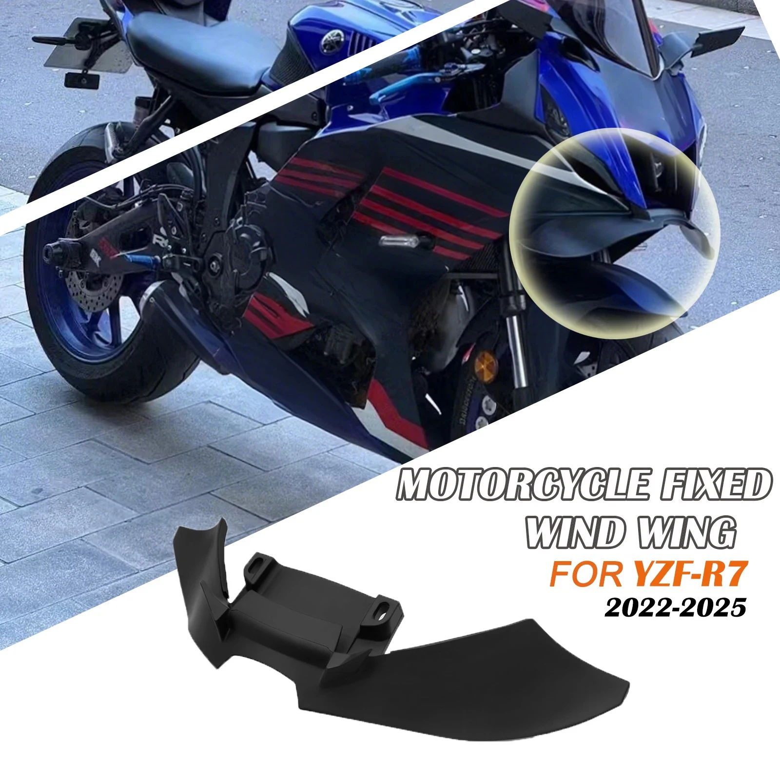 GP WING DOWNFORCE NAKED FRONTAL SPOILERS Front spoiler Lower spoiler lower lip For YAMAHA YZF-R7 yzf R7 2022 2023 2024 2025
