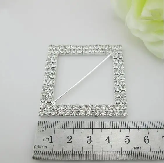 2pcs large square rhinestone buckle silver for scarf shirt garment accessory