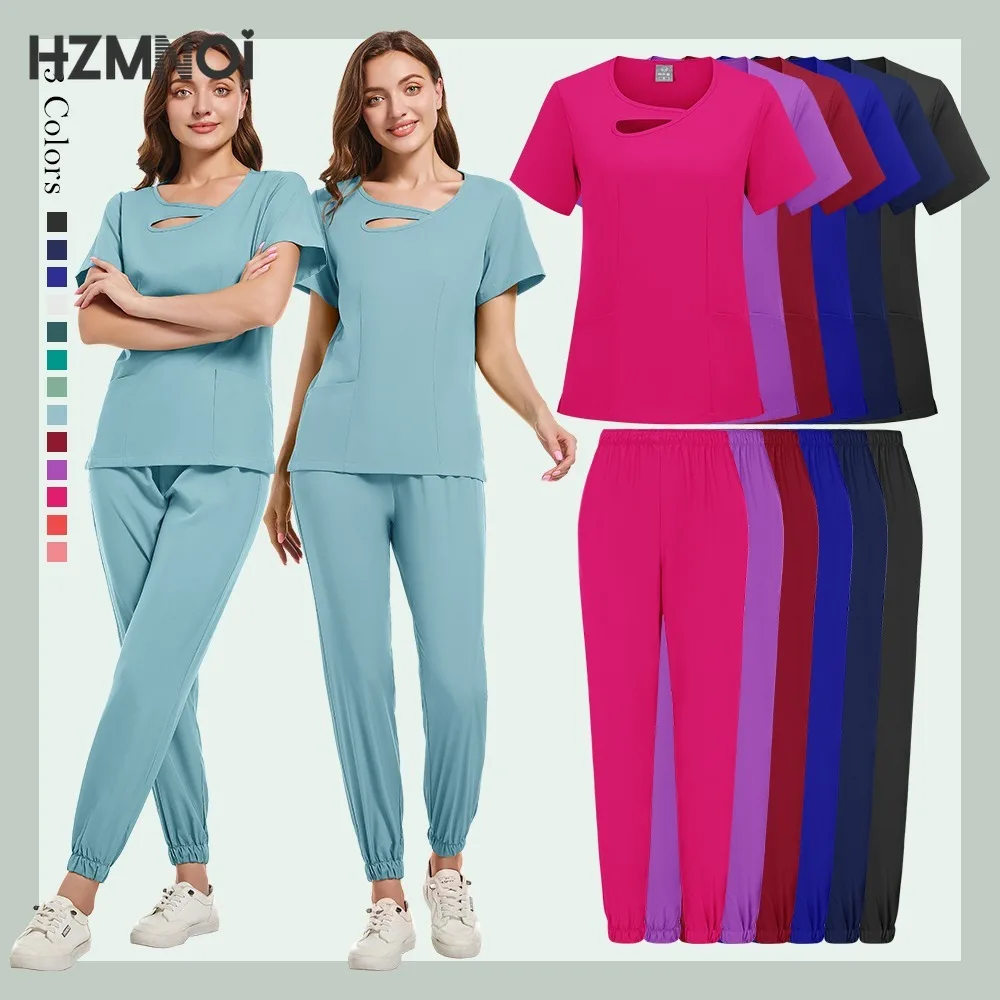 

New Medical Surgical Uniforms Breathable Beauty Salon Pharmacy Hospital Scrubs Tops Dentistry Pet Doctor Overalls Nurse Uniform