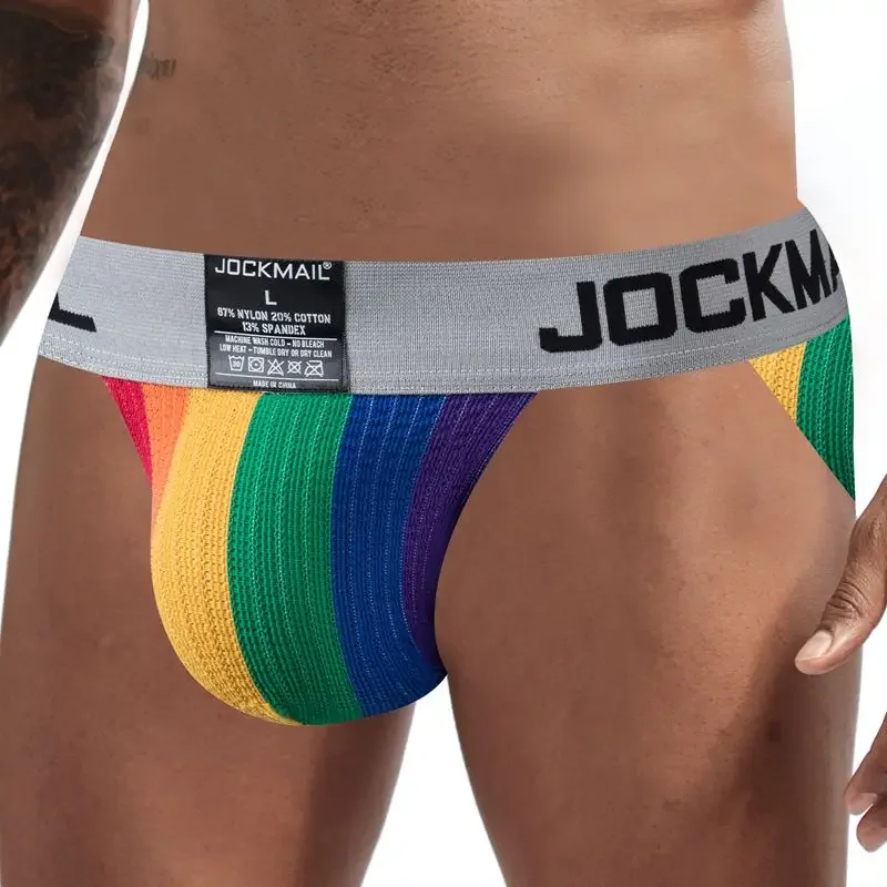 JOCKMAIL Men\'s Briefs Bikini Jock Strap Sexy Men Underwear Slip Cueca Gay Underpants Male Panties Mesh Pouch Low Rise Breathable