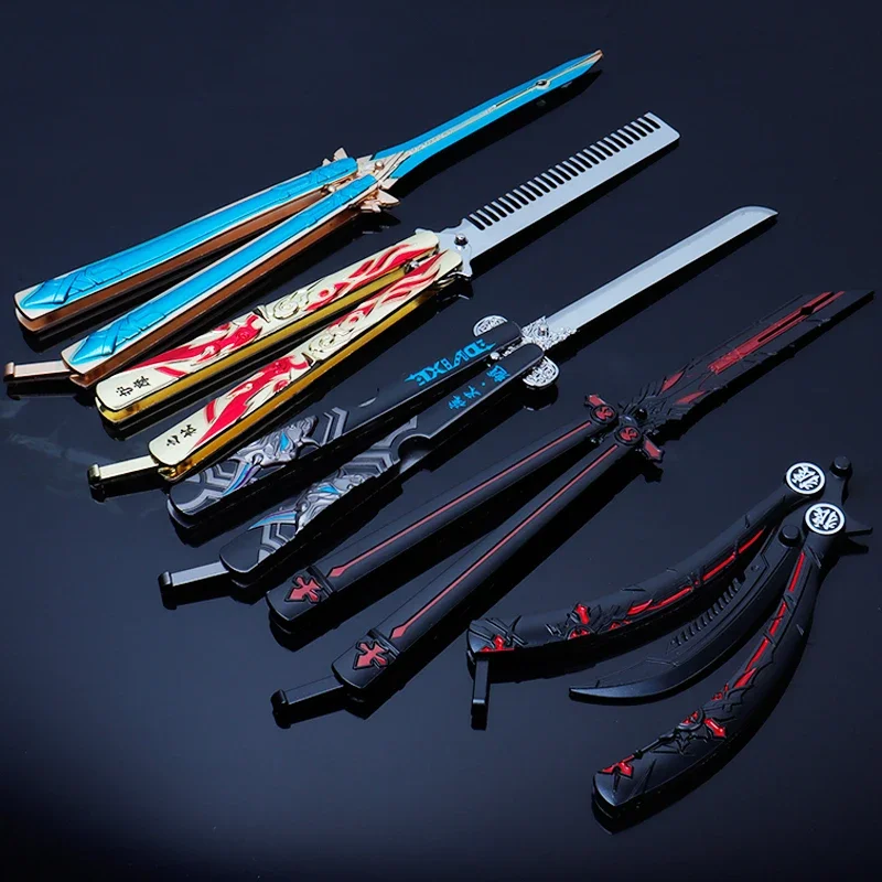 New Animation Game Genshin Impact Butterfly Knife Toy Unsharped Metal Weapon Wolf\'s Last Road Stick Cyno Weapon Model Gift