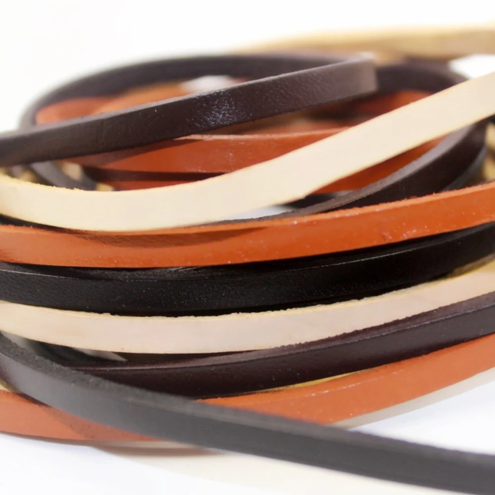 3/4/5/6/8/10mm Thickness 3mm Genuine Leather Flat Thong Leather Cord String Rope for DIY Necklace Bracelet DIY Jewelry Making