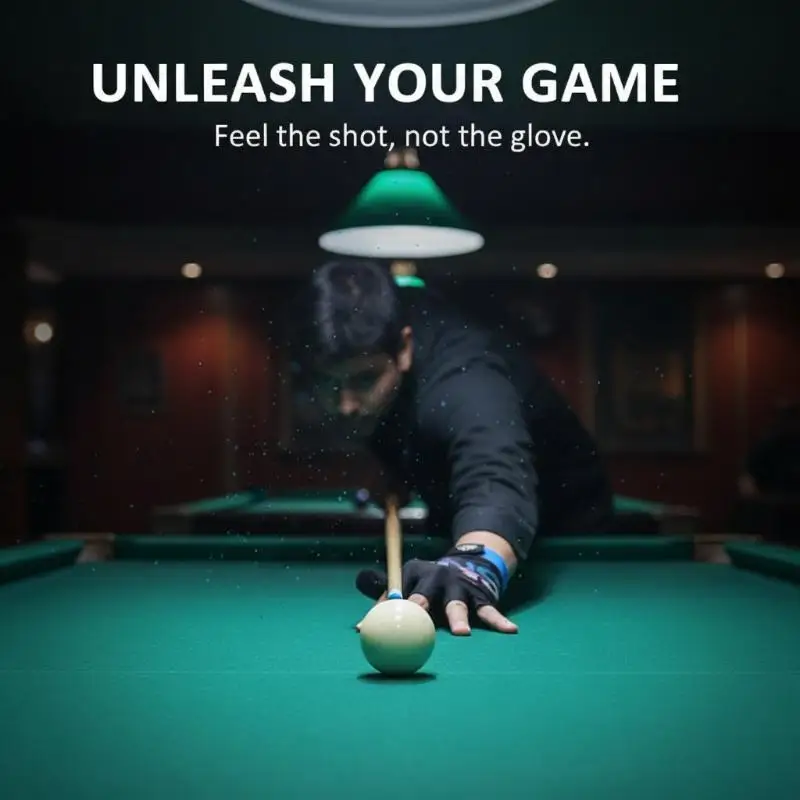 Open Finger Billiard Gloves Breathable Polyester Snooker Pool Glove Anti-Slip Adjustable Billiard Training Cue Glove