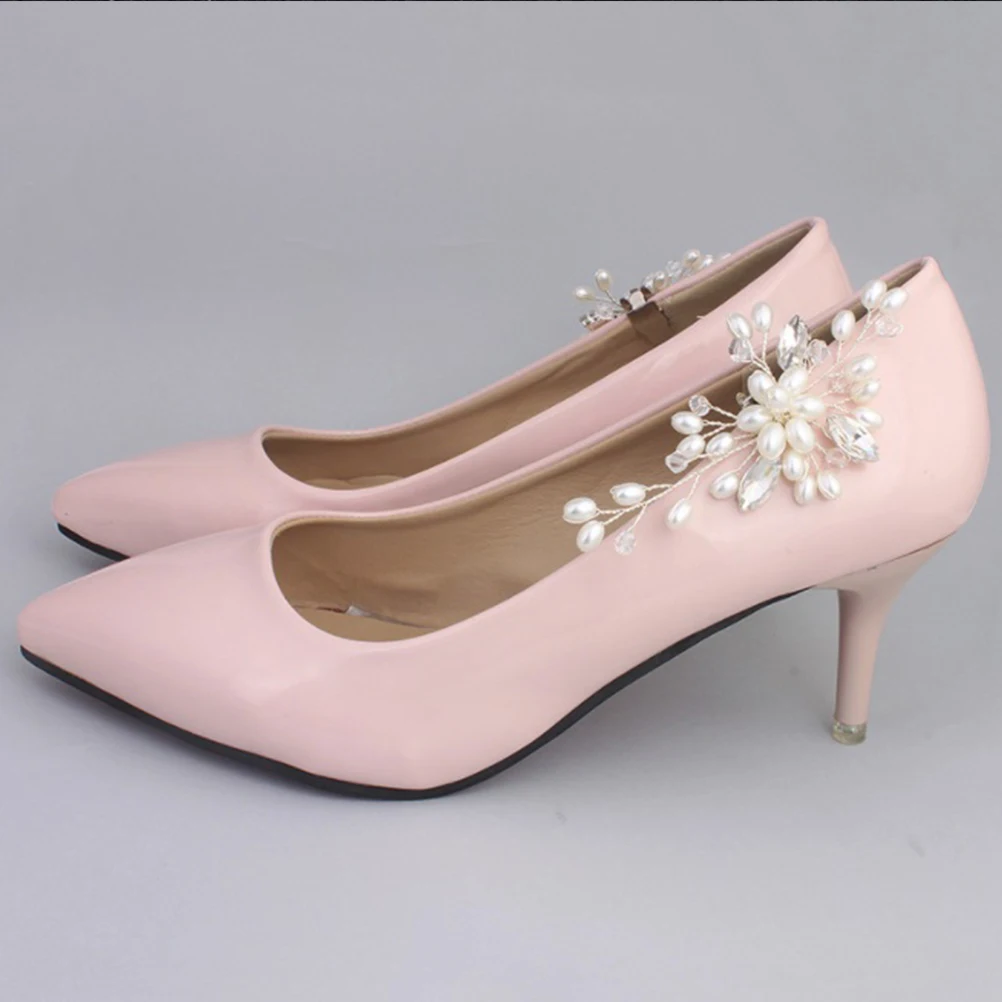 

Fashion Shoe Buckle Pearl Rhinestone Shoe Clip Handmade DIY Shoe Decor Accessories for Wedding Bride Women