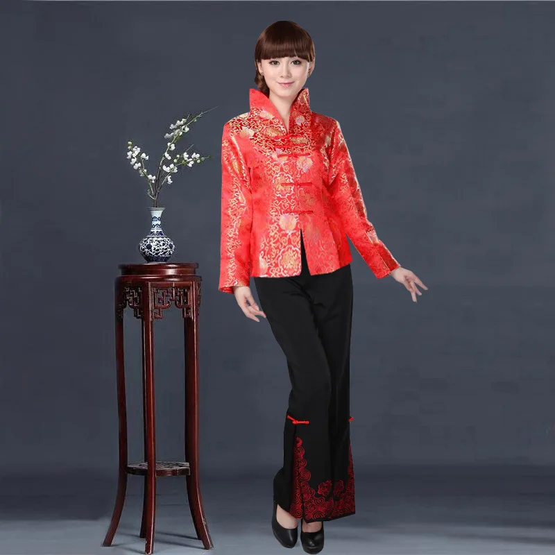 Plus Size Chinese Style Traditional Clothing Tang Suit Jacket Women Long Sleeve Brocade Coat Shirt Retro Ethnic Clothes Blouse