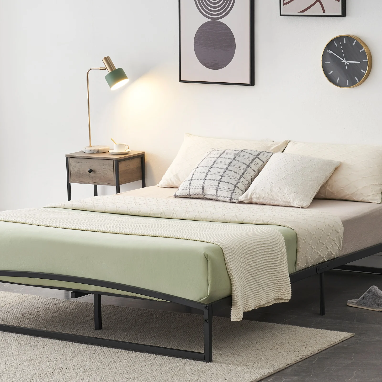 Low Bed Frame Full Size - 6 Inch Heavy Duty Metal Platform, Mattress Foundation, No Box Spring Needed, Noise-Free, Non-Slip, Easy Assembly