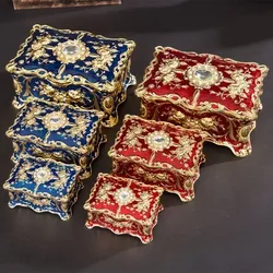 Joyero grande esmaltado con tachuelas de diamantes, estuche de almacenamiento de regalo europeo, organizador de decoración del hogar, anillo, pendientes, collar, cofre