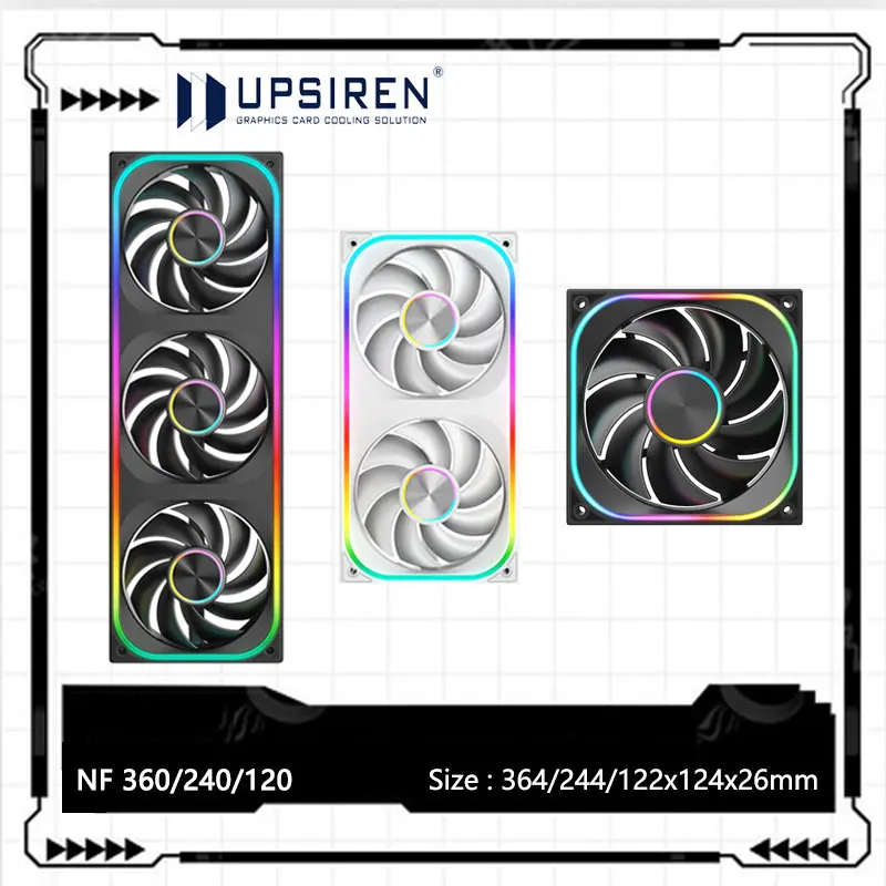 UPSIREN NF360 V2 ARGB Integrated computer case cooling fan,4-sided infinite mirror light effect/One line connection cooling fan