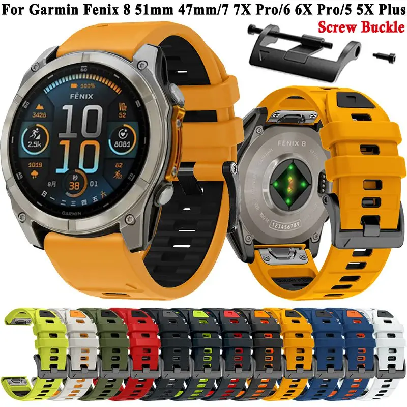 

For Garmin Fenix 8 QuickFit Watch Band For Garmin 26 22mm Fenix E 8 47 51mm 7 7X 6 6X 5 5X For Garmin Watch Silicone Bracelets