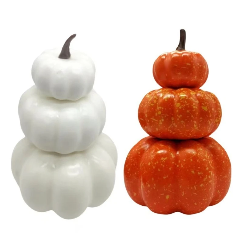 

White/Yellow Halloween Artificial Pumpkin Ornament for Desk Office Landscape Dropship