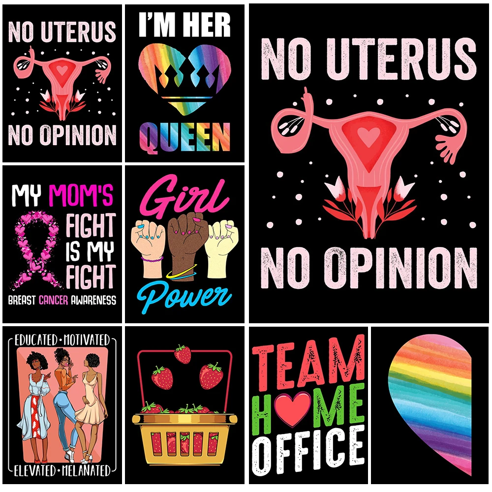 No Uterus No Opinion Girl Power Nordic Poster Breast Cancer Wall Art Canvas Painting Wall Pictures For Living Room Unframed