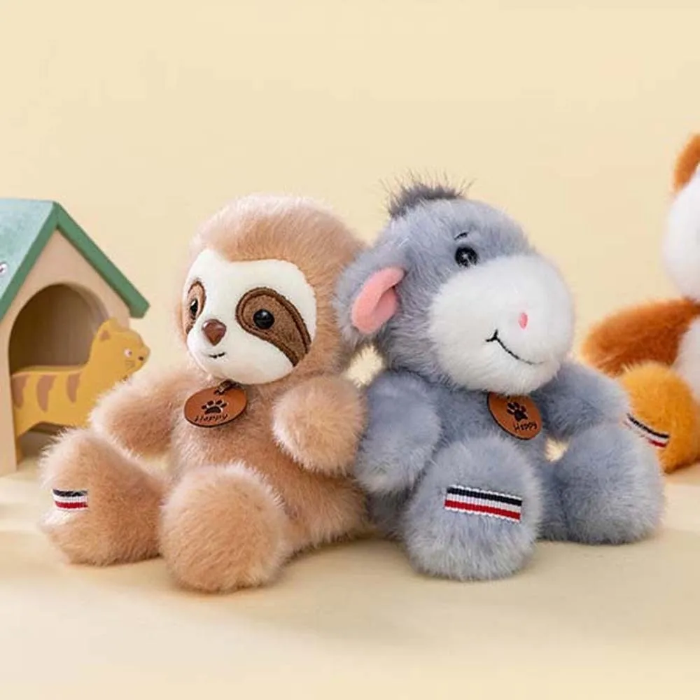 Cute Cartoon Plush Animal Key Ring Bee Soft Cat Dog Pendant Crocodile Donkey Monkey Key Chain Bag Charm